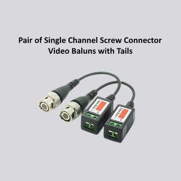 Pair of Single Channel Screw Connector Video Baluns with Tails