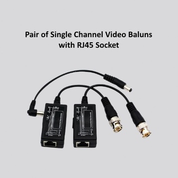 Pair of Single Channel Video Baluns with RJ45 Socket
