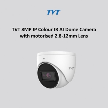 TVT 8MP IP Colour IR AI Dome Camera with motorised 2.8-12mm Lens