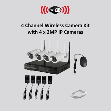 4 Channel Wireless Camera Kit with 4 x 2MP IP Cameras