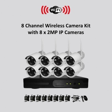 8 Channel Wireless Camera Kit with 8 x 2MP IP Cameras