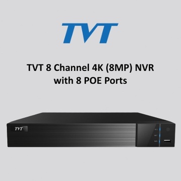 TVT 8 Channel  4K (8MP) NVR with 8 POE Ports