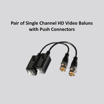 Pair of Single Channel HD Video Baluns with Push Connectors