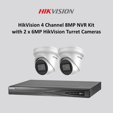 HikVision 4 Channel 8MP NVR Kit with 2 x 6MP HikVision Turret Cameras