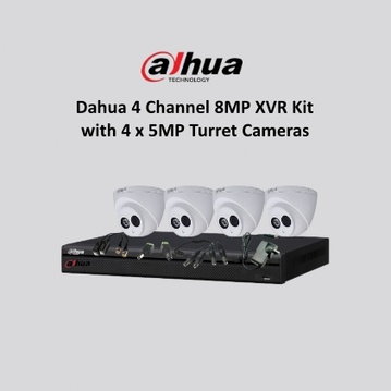 Dahua 4 Channel 8MP XVR Kit with 4 x 5MP Turret Cameras