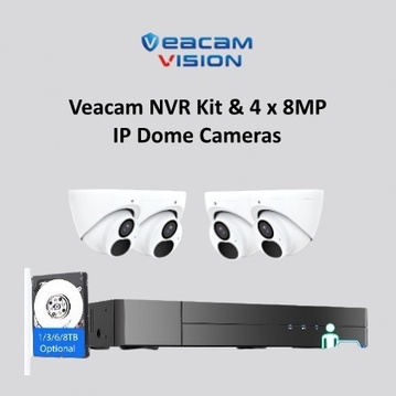 Veacam NVR Kit & 4 x 8MP IP Dome Cameras   