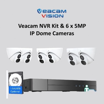 Veacam NVR Kit & 6 x 5MP IP Dome Cameras