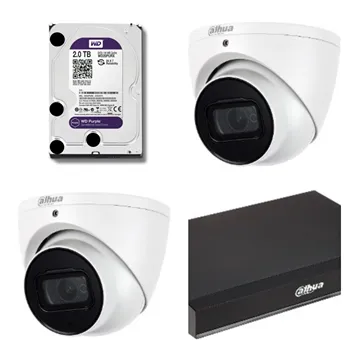 Dahua 4 Channel 8MP XVR. 2 x 5MP CVI Cameras, 1 x 2TB Surveillance Hard Drive