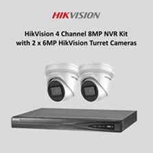 Hikvision 4 Channel 8MP NVR with 2 x 6MP Hikvision Turret Cameras & 2TB Hard Drive