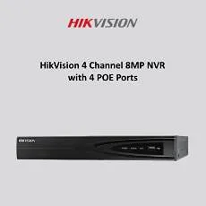 Hikvision 4 Channel 8MP NVR with 4 POE Ports & 2TB Hard Drive