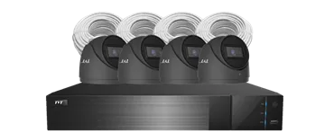 TVT4 Channel NVR Kit with 4 TVT Black 6MP AI Dome Cameras