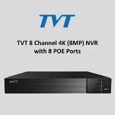 TVT 8 Channel 4K (MP) NVR with 8 POE Ports & 2TB Hard Drive