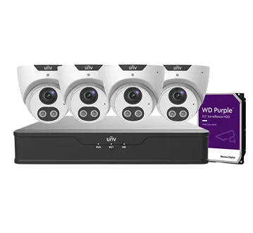 Uniview 8 Channel 8MP XVR with 4 x 5MP Turret Cameras & 2TB Surveillance Hard Drive